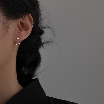 925純銀后掛式耳釘女年新款潮耳環簡約小巧個性一款多戴耳飾