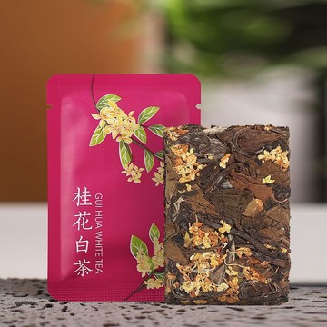 茶葉女生喝✨桂花白茶 福鼎老白茶福建高山白茶壽眉貢眉餅干茶葉桂花茶 1片1泡
