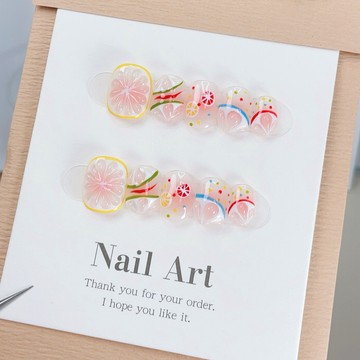 🎀Hannah🎀新品發售純手工穿戴甲高級感氣質顯白夏日清新檸檬短款美甲可愛指甲貼片2026新款上新