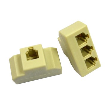 電話轉接頭1分3母轉雙母接頭RJ11分接器 電話線1轉3 電話轉接頭6P4C電話分線器【DM227】  123便利屋
