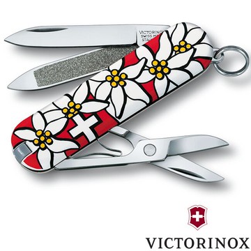 【【蘋果戶外】】victorinox 0.6203.840 【花朵圖/7功能/58mm】CLASSIC EDELWEISS 瑞士刀工具組 瑞士維氏不鏽鋼軍刀/戶外救急工具刀