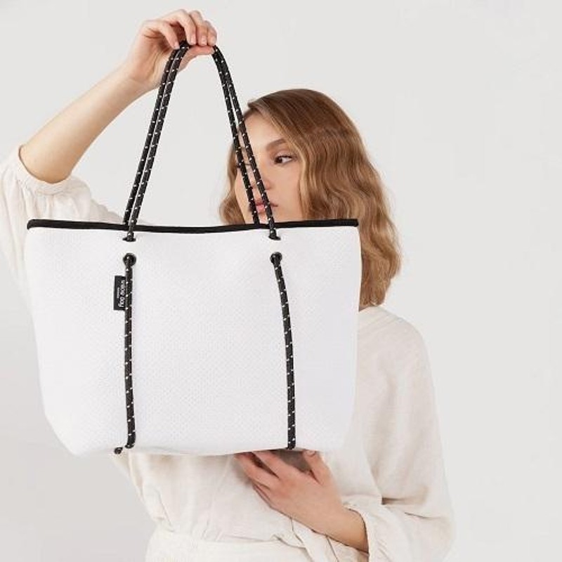 ★Willow bay★(即発)ホワイト★大人ジップSTYLE ネオプレンBag AUS発 Willow bay 人気色 ホワイト ネオプレン トートバッグ