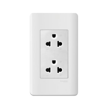 Schneider 法國 ZENcelo系列5.5線徑歐/美規250V通用雙插座經典白