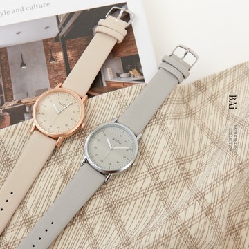 BAi白媽媽 皮質手錶／霧面金屬大圓框刻度－台灣現貨 隔日到貨【346113】