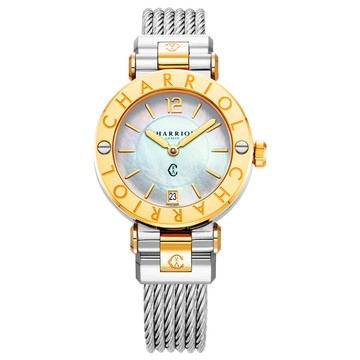 CHARRIOL St-Tropez 珍珠母貝錶盤 石英女腕錶-金色36mm CR36SY.590.004