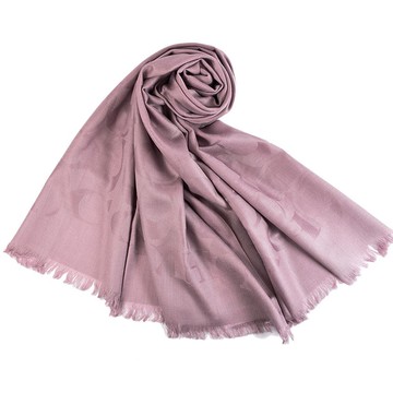 COACH 大C LOGO蠶絲羊毛薄圍巾-粉霧紫