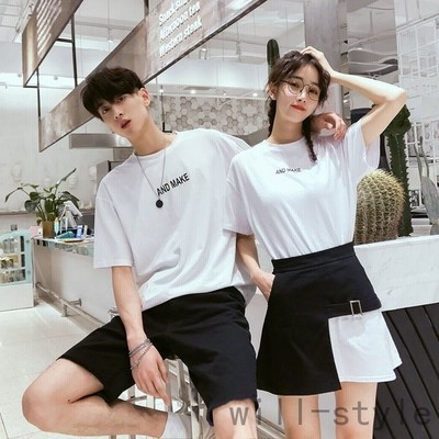 カップル ペアtシャツ 半袖 ペアルック お揃い 服 夏 花柄 パンツ 韓国ファッション デート おでかけコーデ おそろ オルチャンファッション 通販 Lineポイント最大get Lineショッピング