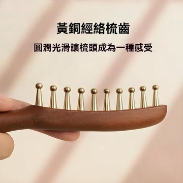 ❄️好物精選丨金絲檀按摩梳大寬齒疏通頭部經絡黃銅經絡梳子男女洗頭皮頭髮療梳
