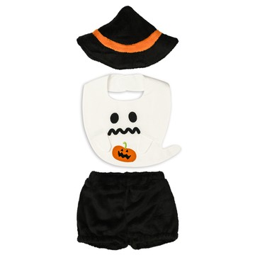 akachan honpo - 萬聖節 ３件組-帽子+圍兜+短褲-黑色 (80~90cm)