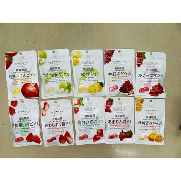 日本 軟糖 青森世界第一蘋果軟糖 鳥取二十世紀梨軟糖 高知縣柚子軟糖 紅葡萄 紅寶石葡萄 蜜柑 古都華 埼玉縣草莓 仙台