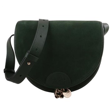 See by Chloe Mara 麂皮翻蓋斜背馬鞍包 (深綠/S)