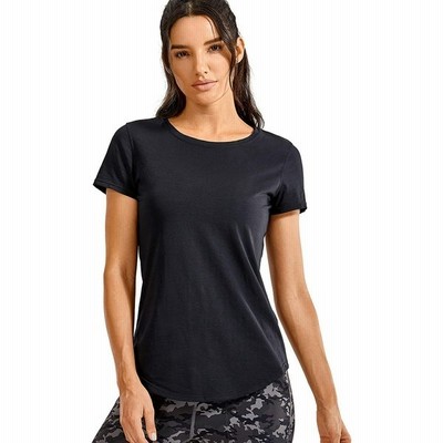 Crz Yoga レディース ピマ綿 Tシャツ 無地 ゆったり 半袖 カットソー トップス スポーツウェア 吸汗速乾 ブラック 通販 Lineポイント最大get Lineショッピング