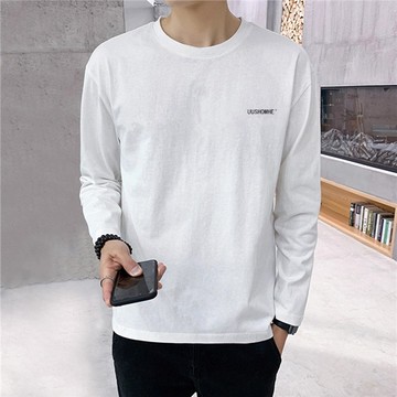 【HOT 本舖】男装秋季長袖T恤男士潮流圓領T恤青年打底體恤男裝