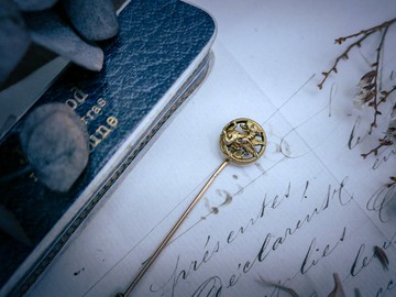 FIX 法國新藝術時期百年龍獸帽針 長型別針-歐洲古董首飾 Vintage