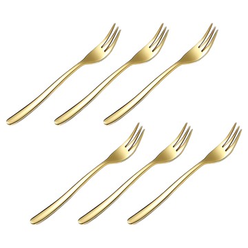 AHOYE 輕奢不鏽鋼水果點心叉6件組 13cm  1組  金色
