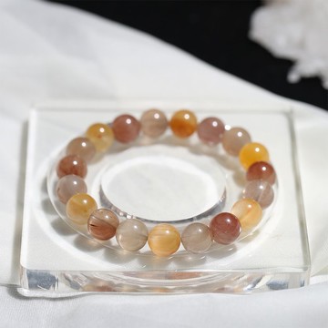 限量款純天然糖果色彩兔毛髮晶手串一圖一物