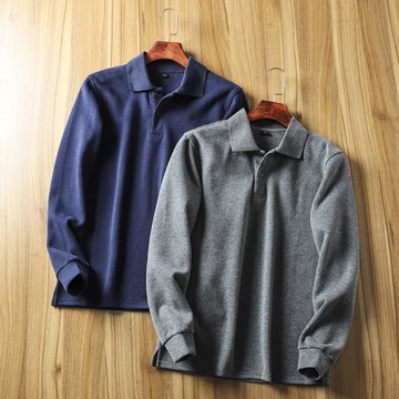 出島國訂單！外貿男裝工廠剪標尾貨簡約百搭長袖POLO衫打底T恤衫