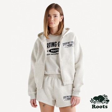 Roots女裝- SPORTING GOODS 99 連帽外套-白麻灰