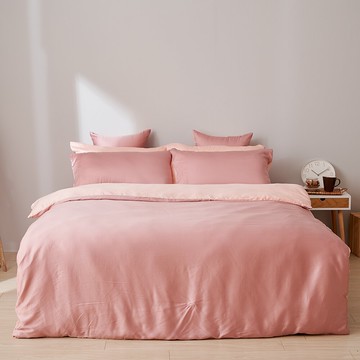 戀家小舖 100%天絲 床包被套組 / 雙人特大【桃花粉】60支天絲 含兩件枕套 永恆系列 台灣製