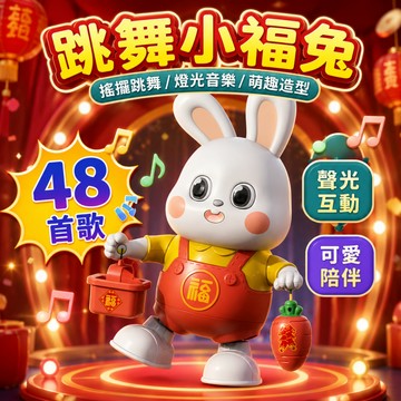 快速出貨🚀電動小福兔 跳舞兔子 聲光玩具 音樂玩具 早教玩具 哄娃神器 兒童玩具 跳舞玩具 兔子玩具 玩具機器人