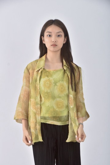 (S) sgm fashion兩件式綠色長袖上衣