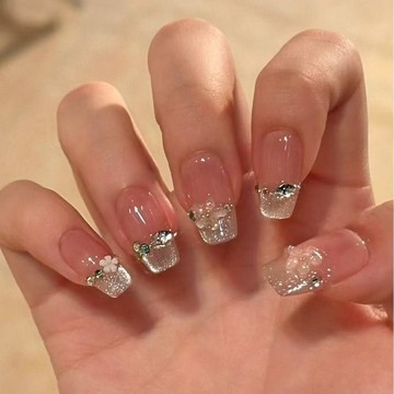 Yuki Nail貓眼花環氣質高階爆閃冰花ins法式貼片純手工短款美甲顯白穿戴