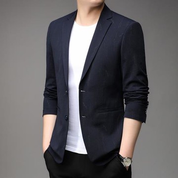 2025春新款輕奢品質西裝外套男高級感修身男士商務休閑西服上衣