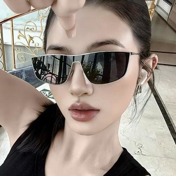 復古金屬黑色女士連體墨鏡防紫外線高顏值戶外防曬時尚潮流墨鏡男