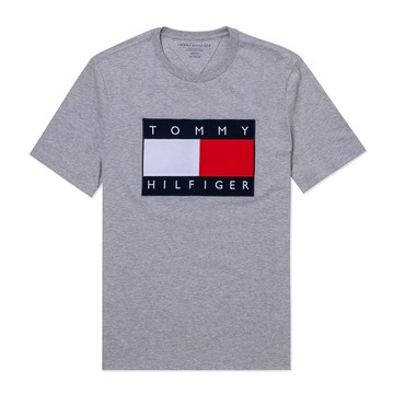 Tommy Hilfiger 熱銷刺繡大Logo圖案短袖T恤-灰色