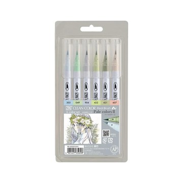 Kuretake 【Kuretake 日本吳竹】吳竹彩繪毛筆 6色/盒 PALE COLORS II (RB-6000AT/6VH)