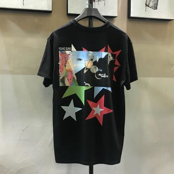 ins超火星空宇宙t恤潮牌印花個性街頭五角星短袖男女同款背后印花