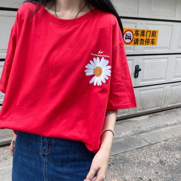 小雛菊短袖T恤女網紅年新款衣服夏季韓版寬松短款超火a字上衣