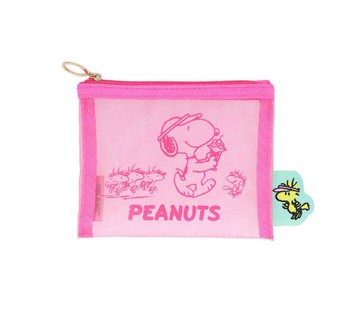 《預購》日本進口 snoopy 史努比 網眼 多用途 迷你 收納包(粉色)｜小鶴日貨