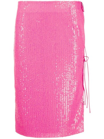 ROTATE - lace-up sequinned skirt - women - Spandex/Elastane/Recycled Polyester/Polyester/Spandex/Elastane - 36 - Pink