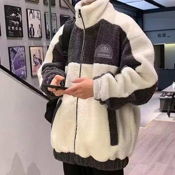 秋冬季羔羊絨毛棉衣男外套韓版刷毛加厚寬鬆棉襖潮流冬裝棉服男