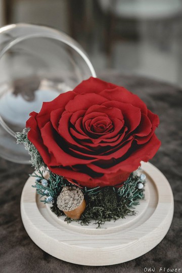 永生紅玫瑰/聖誕禮物/永生花玻璃盅/生日禮物/交換禮物/不凋花禮