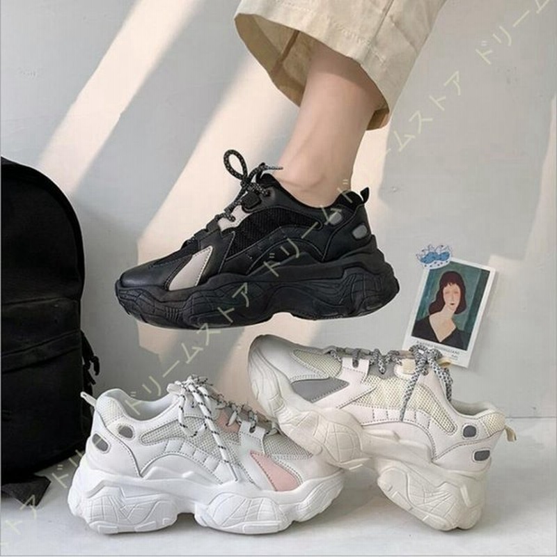 レディース 厚底スニーカー スポーツシューズ ウォーキングシューズ ランニング クッション レースアップシューズ 軽量 スニーカー インソール ローカット 通販 Lineポイント最大0 5 Get Lineショッピング