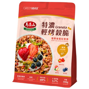馬玉山 特濃輕烤穀脆 莓果蜂蜜紅藜麥  1個  280g
