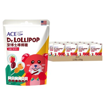 ACE 牙博士 Dr. LOLLIPOP 棒棒糖  草莓 + 柳橙  60g  12袋