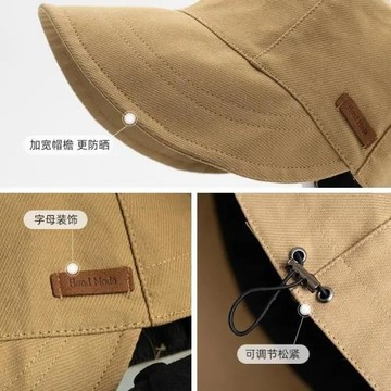 趙露思同款漁夫帽女2023春夏防曬防紫外線遮陽帽素顏黑色太陽帽子