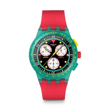 【swatch】NEON EMERALD CHRONO 經典手錶/男錶/女錶/瑞士製造 SUSG409 (42mm)