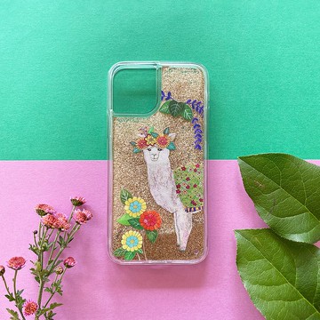 Alpaca-chan iPhone Glitter Case金