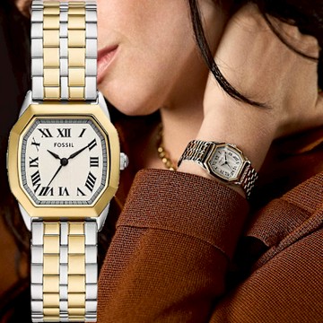 FOSSIL Harlow 復古八角大三針女錶 新春開運 送禮首選-雙色/27mm ES5362