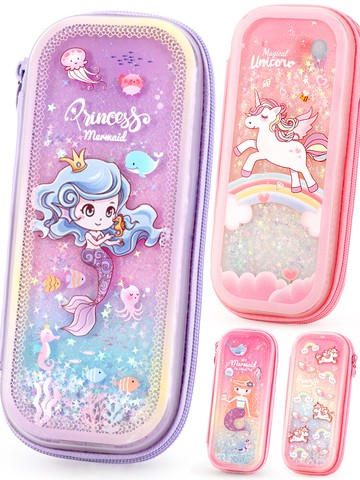 文具鉛筆盒 小靈精小學生筆袋女童流沙鉛筆盒幼稚園兒童創意大容量文具盒【MJ6366】