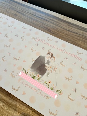 客製化自訂主題婚禮簽名簽到布 油畫布訂製