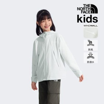 【The North Face 官方旗艦】北面兒童米色DWR防潑水防曬連帽外套｜8G38FNN
