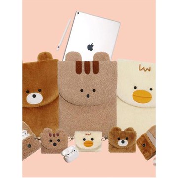 跨境韓國ins毛絨刺繡可愛動物ipad平板電腦包11/13寸筆記本收納包