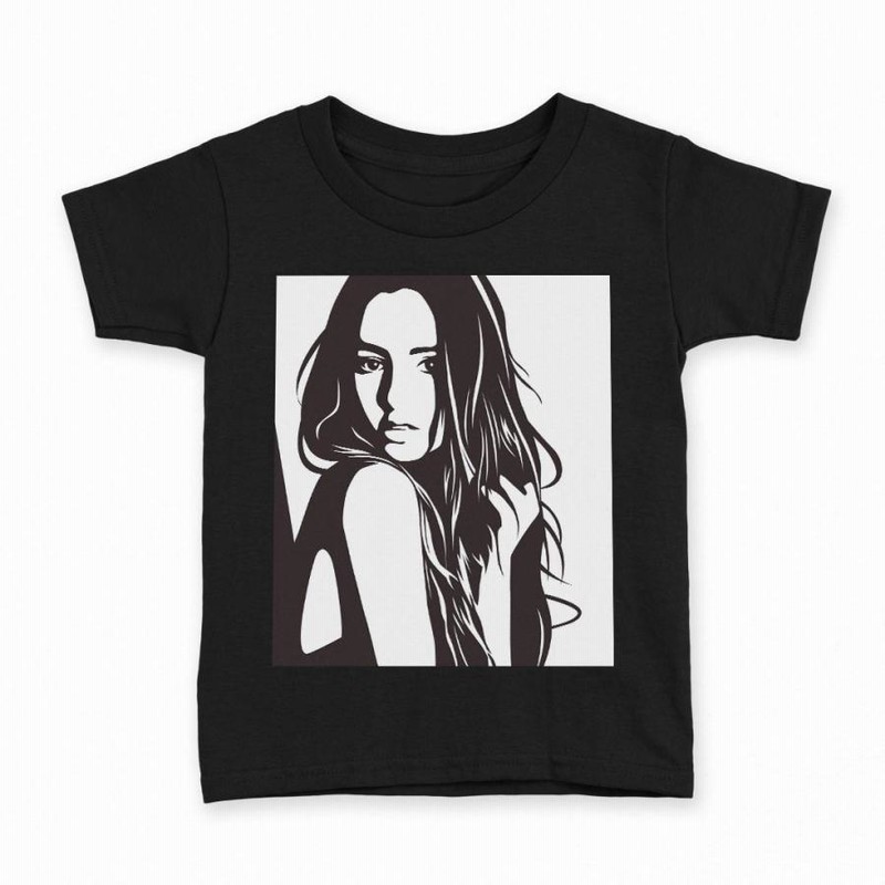 CHANEL 黒 半袖Tシャツ イラストプリントデザイン tシャツ キッズ 半袖 黒地 ブラック デザイン 90 100 110 120
