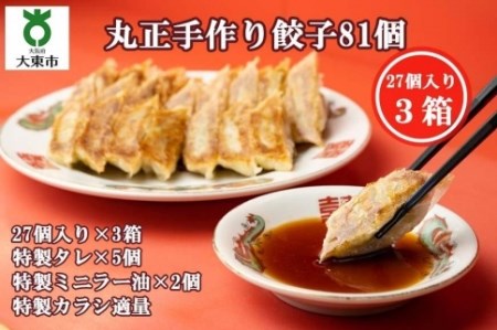 丸正手作り餃子 ８１個（２７個入り×３箱）  ギョウザ ギョーザ 一口餃子 冷凍餃子 冷凍 手作り餃子 国産豚肉餃子 国産野菜餃子 餃子詰め合わせ おすすめ餃子