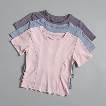 短袖t恤女2025春夏新款彈力修身緊身瑜伽健身服運動跑步速干上衣